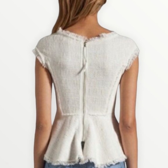 Rebecca Taylor Tweed & Lamb’s Leather Peplum Top - Picture 2 of 10